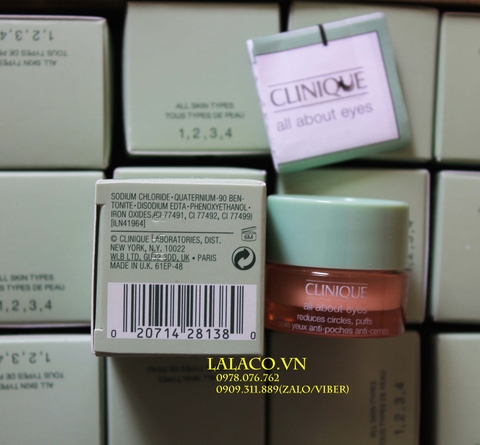 Kem dưỡng chống nhăn, thâm quầng mắt Clinique All About Eyes 5ml