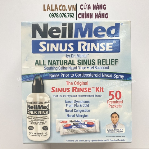 Bộ rửa mũi Neilmed Sinus Rinse (1 bình 240ml + 50 gói muối)