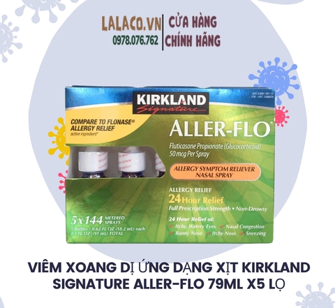 Hỗ trợ giảm triệu trứng viêm xoang dị ứng dạng xịt Kirkland Signature Aller-Flo 79ml x5 lọ