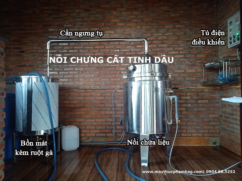 Nồi chưng cất tinh dầu 50L, Nồi chiết xuất tinh dầu mini