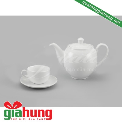 BỘ ẤM TRÀ GỐM SỨ MINH LONG CAMELLIA TRẮNG 0.50 L - 024