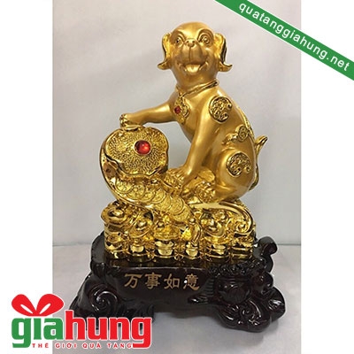 Tượng con chó mạ vàng 056