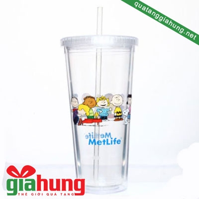 Ly nhựa có ống hút nhựa 014