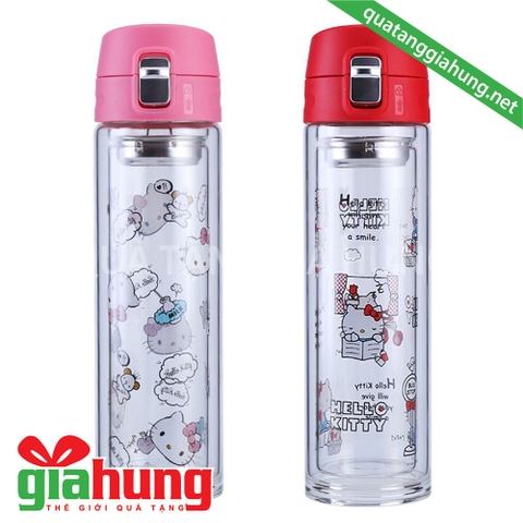 Bình Nước Thủy Tinh Trẻ Em Locklock (Locklock) HELLO KITTY HKT660RED 350ml