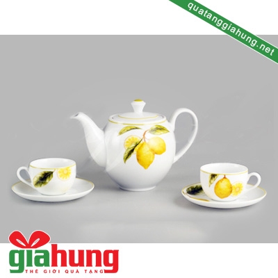 BỘ ẤM TRÀ GỐM SỨ MINH LONG CAMELLIA QUẢ CHANH 0.8 L - 032