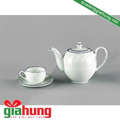 BỘ ẤM TRÀ GỐM SỨ MINH LONG CAMELLIA CHỈ XANH DƯƠNG 0.8 L - 038