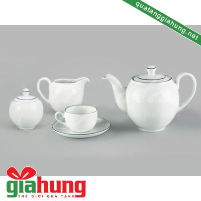 BỘ ẤM TRÀ GỐM SỨ MINH LONG CAMELLIA CHỈ XANH DƯƠNG 1.1 L - 039