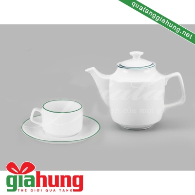 BỘ ẤM TRÀ GỐM SỨ MINH LONG JASMINE CHỈ XANH LÁ 0.7L - 045