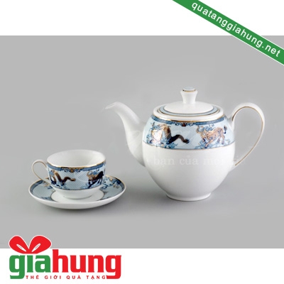 BỘ ẤM TRÀ GỐM SỨ MINH LONG CAMELLIA TỨ LINH 1.1L - 048