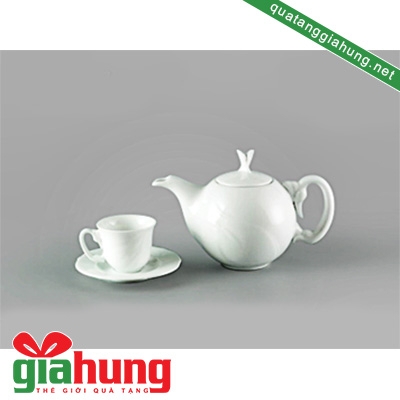 BỘ ẤM TRÀ GỐM SỨ MINH LONG JASMINE HỒNG HẠC TRẮNG 0.7L - 050