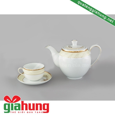 BỘ ẤM TRÀ GỐM SỨ MINH LONG SAGO HOA HỒNG 0.8L - 053