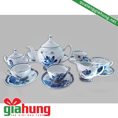 BỘ TRÀ GỐM SỨ MINH LONG SEN VÀNG 1.3L - 063