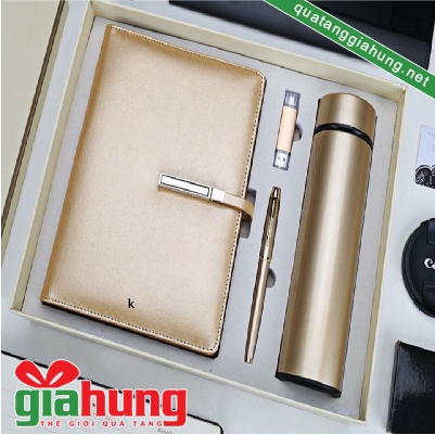 Sổ da + Bút ký + USB + Bình giữ nhiệt