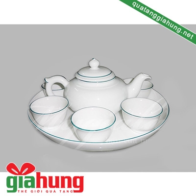 BỘ TRÀ GỐM SỨ MINH LONG CHỈ XANH LÁ 0.35L - 064