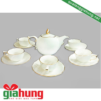 BỘ TRÀ GỐM SỨ MINH LONG MẪU ĐƠN VIỀN CHỈ VÀNG 0.7L - 065