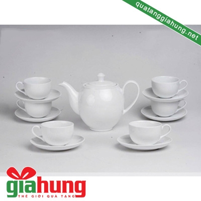 BỘ ẤM TRÀ GỐM SỨ MINH LONG CAMELLIA TRẮNG 0.8 L - 020