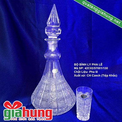 Bộ bình cốc khắc trắng 008