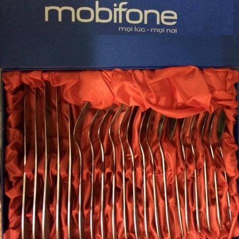 Bộ thìa,dĩa,dao inox cao cấp in logo Mobifone