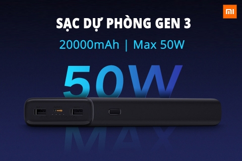 Sạc dự phòng Xiaomi 20000 mAh Gen 3 Pro