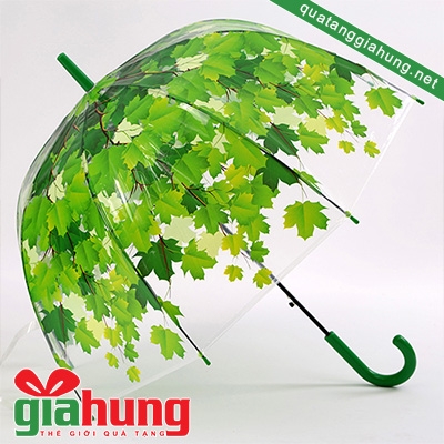 Ô trong suốt in hình lá xanh 007