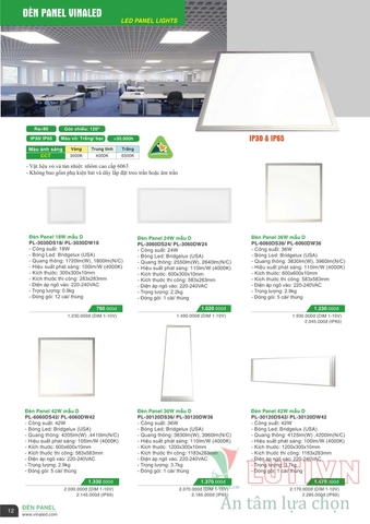 CATALOGUE BẢNG GIÁ ĐÈN LED VINALED 2021-2022