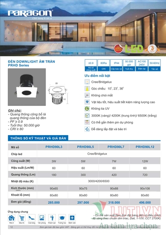 CATALOGUE BẢNG GIÁ ĐÈN LED PARAGON 2021-2022