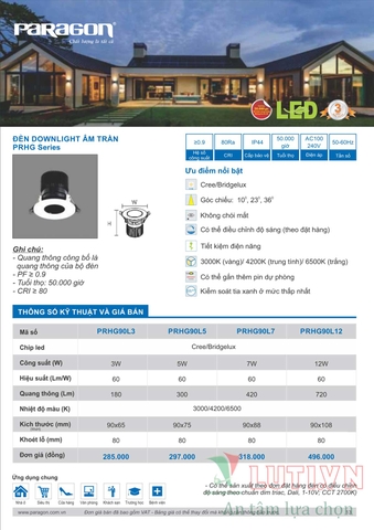 CATALOGUE BẢNG GIÁ ĐÈN LED PARAGON 2021-2022