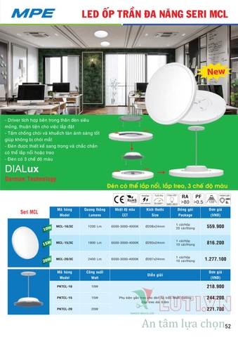 CATALOGUE BẢNG GIÁ ĐÈN LED MPE (THÁNG 10/2021)