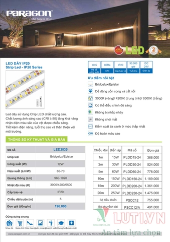 CATALOGUE BẢNG GIÁ ĐÈN LED PARAGON 2021-2022