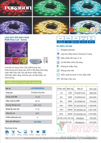 CATALOGUE BẢNG GIÁ ĐÈN LED PARAGON 2021-2022