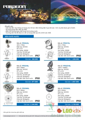 CATALOGUE BẢNG GIÁ ĐÈN LED PARAGON 2021-2022