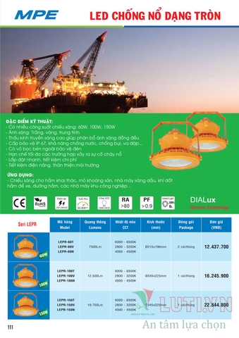 CATALOGUE BẢNG GIÁ ĐÈN LED MPE (THÁNG 10/2021)