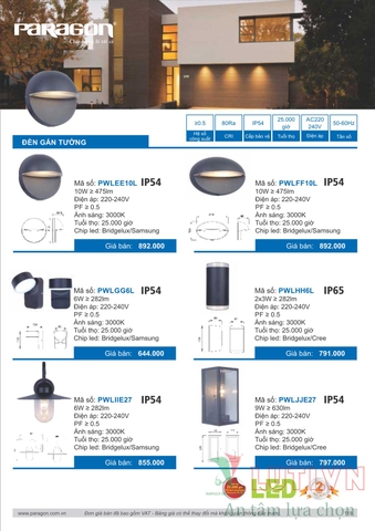 CATALOGUE BẢNG GIÁ ĐÈN LED PARAGON 2021-2022