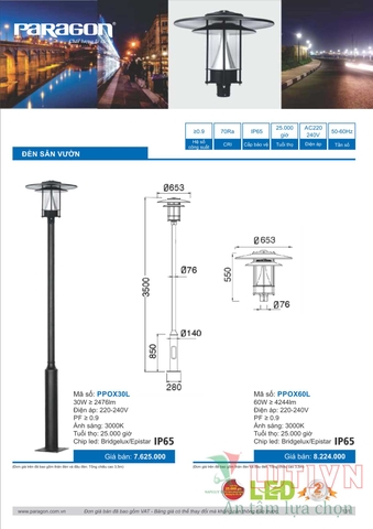 CATALOGUE BẢNG GIÁ ĐÈN LED PARAGON 2021-2022