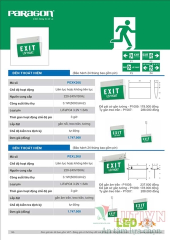 CATALOGUE BẢNG GIÁ ĐÈN LED PARAGON 2021-2022