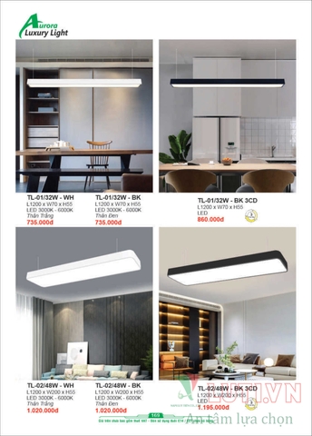 CATALOGUE BẢNG GIÁ ĐÈN LED TRANG TRÍ AURORA 2022