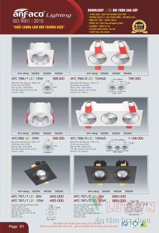 CATALOGUE BẢNG GIÁ ĐÈN LED ANFACO 2022