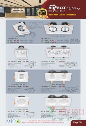 CATALOGUE BẢNG GIÁ ĐÈN LED ANFACO 2022