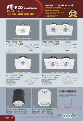 CATALOGUE BẢNG GIÁ ĐÈN LED ANFACO 2022