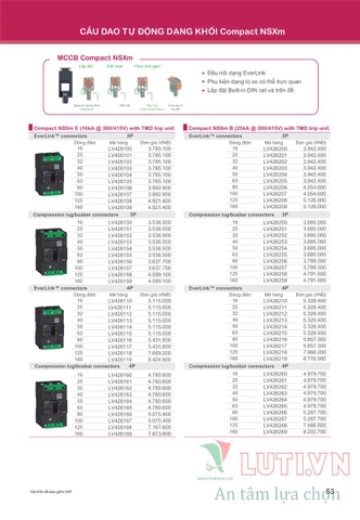 CATALOGUE BẢNG GIÁ THIẾT BỊ ĐIỆN SCHNEIDER NĂM 2021