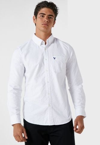 Áo Sơ Mi Nam AE American Eagle Logo Slim Fit Oxford Shirt Button Down - Size M-L