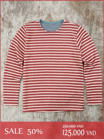 Áo Thun Nam tay Dài NAVY Organic Cotton Stripe With Boat Neck T-shirt - SIZE M