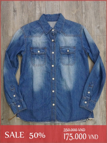 Áo Nữ Sơ Mi GU Denim Shirt - SIZE M