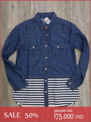 Áo Nữ Sơ Mi GU Striped Denim Shirt - SIZE M