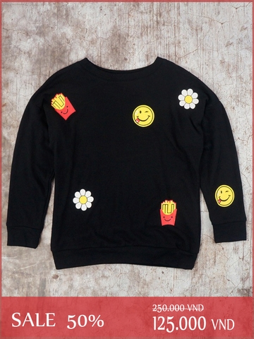 ÁO HOODIES & ÁO NỈ NỮ FOREVER21 PRINTED ICON SWEATSHIRT - SIZE M