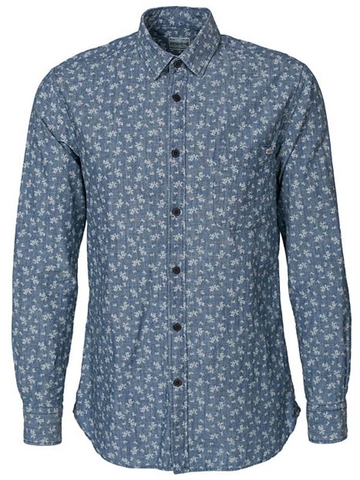 Áo Sơ Mi Nam JASCH Denim Florals Slim Fit Shirt - SIZE L