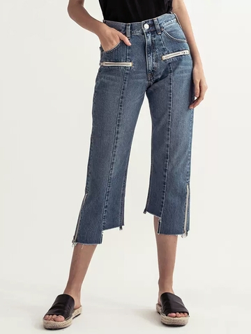 Quần Jeans Nữ MOUSSY Japanese Washed Irregular Zipper Jeans - SIZE 26