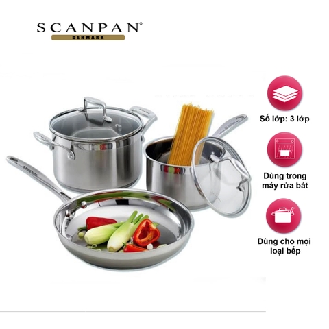 Bộ nồi chảo inox 3 chi tiết Scanpan Impact 71030000