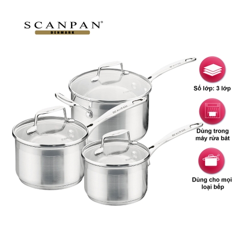 Bộ 3 nồi tay cầm dài Scanpan Impact size 16-18-20cm  71060000