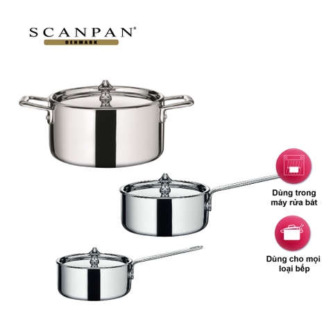 Bộ nồi inox 3 chi tiết Scanpan Maitre D size 12-14-16cm BM121416